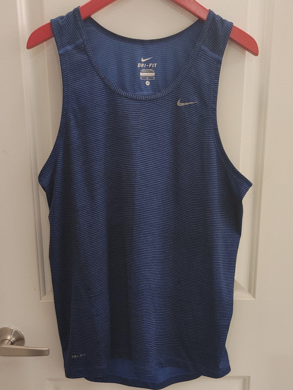 Nike Blue Striped Dri-FIT Athletic Tank Top - Medium